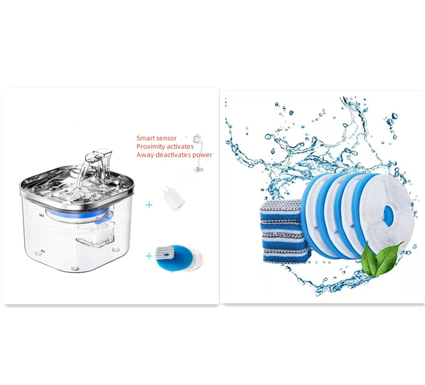 Stainless Steel Automatic Pet Water Fountain for Cats and Dogs