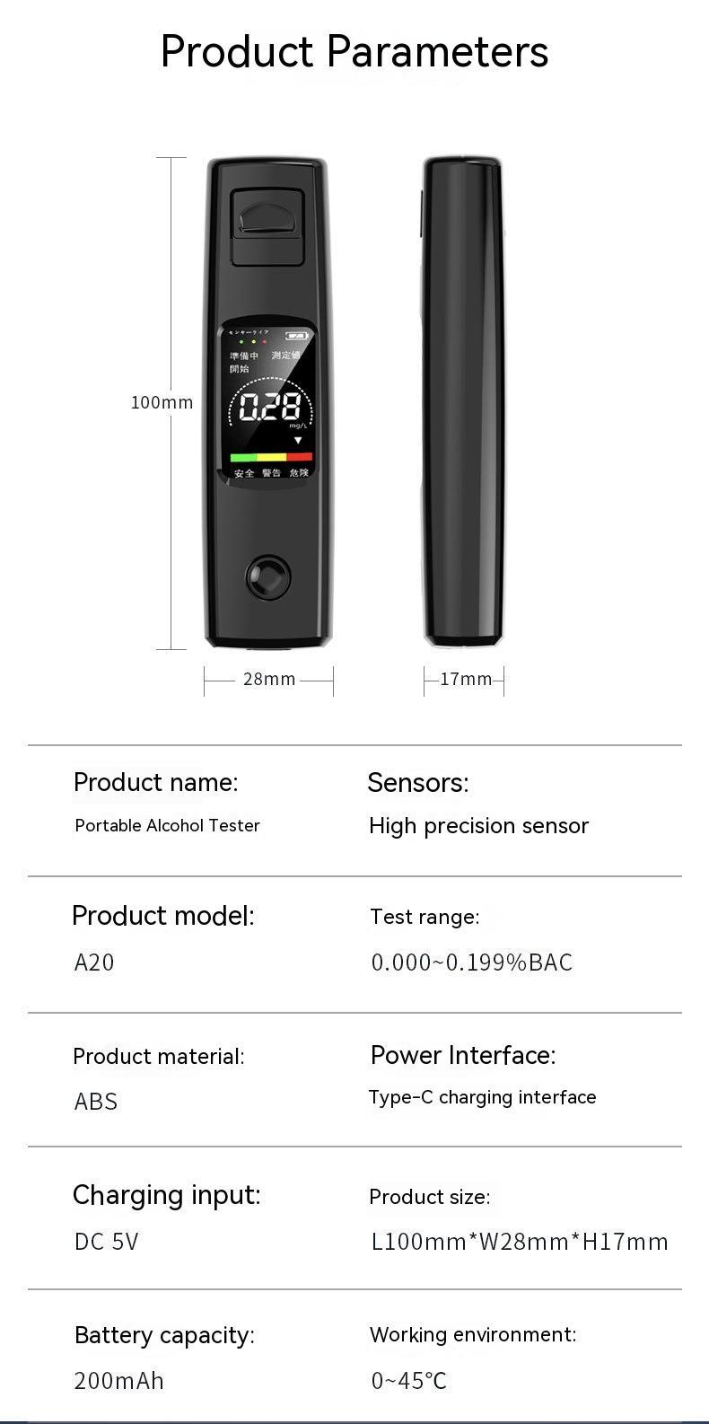 Handheld Breathalyzer for Quick Alcohol Level Checks